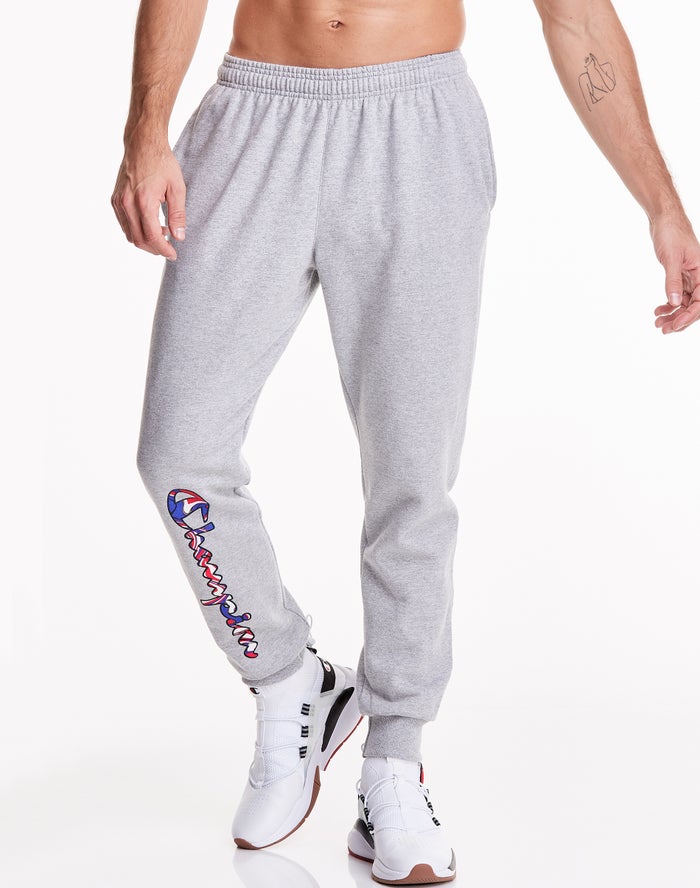 Champion Powerblend Fleece Liquid Filled Script Logo Erkek Joggers Gri ( ECOQVG605 )